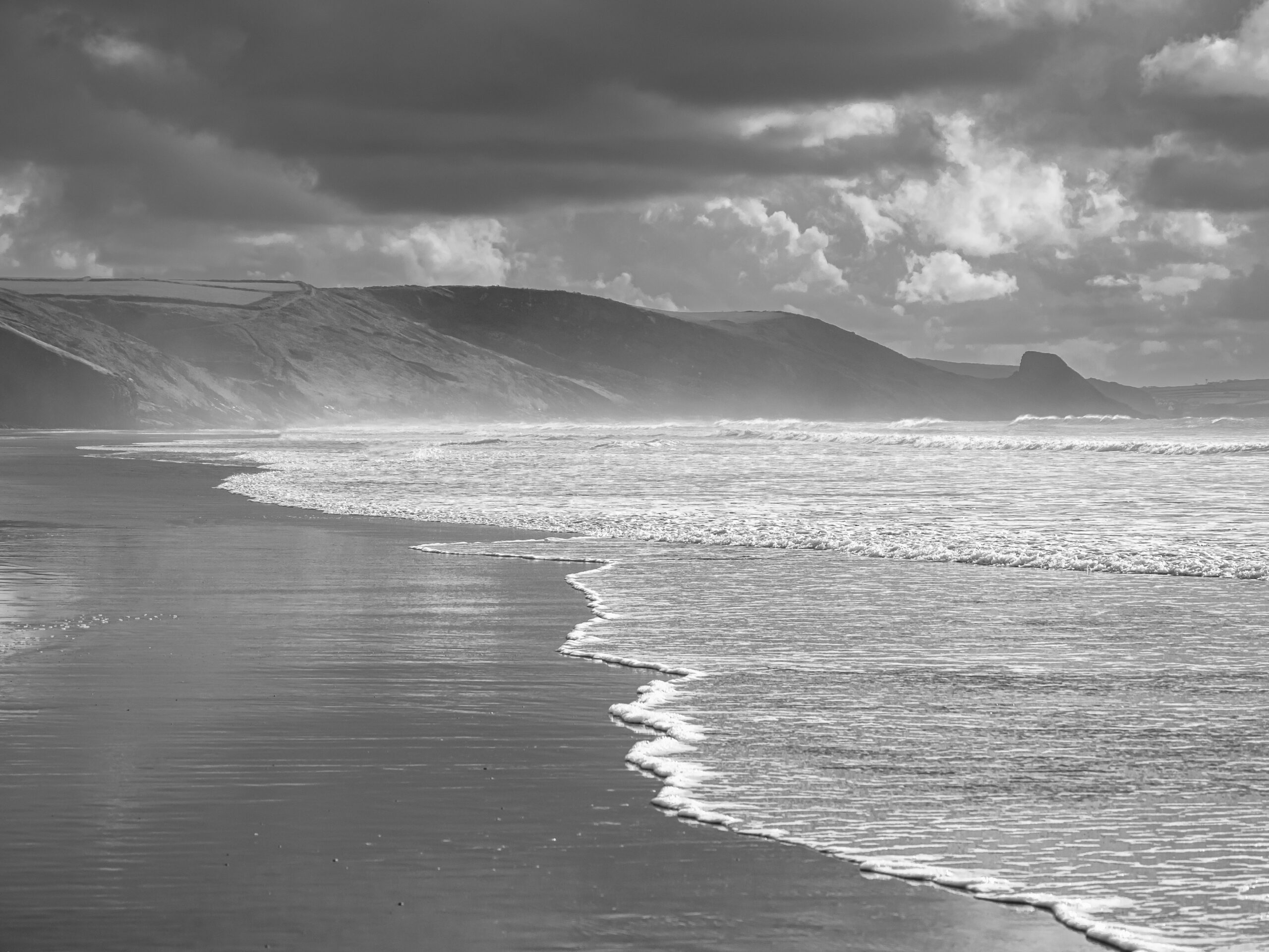 Storm at Newgale, Pembrokeshire. Black and White. – Photosharp Wales ...